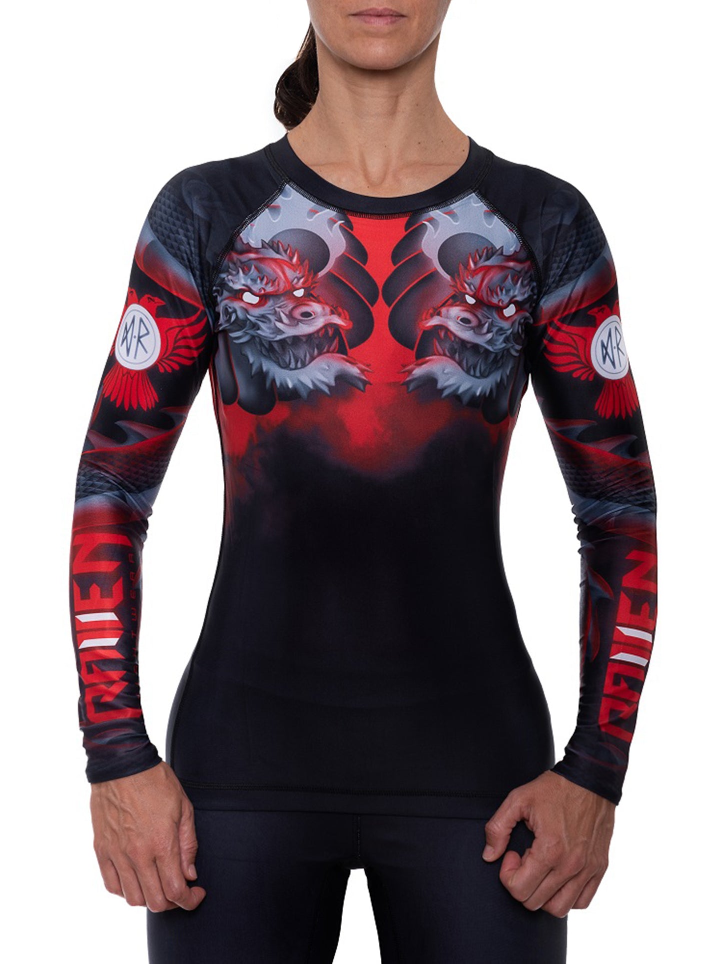 Raven Fightwear Women's The Illustrated Geisha Dragon BJJ Rash Guard MMA Black