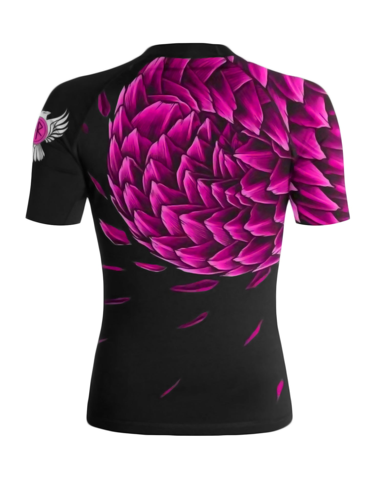 Raven Fightwear Women's Power Pangolin BJJ Rash Guard Short Sleeve MMA Black/Pink