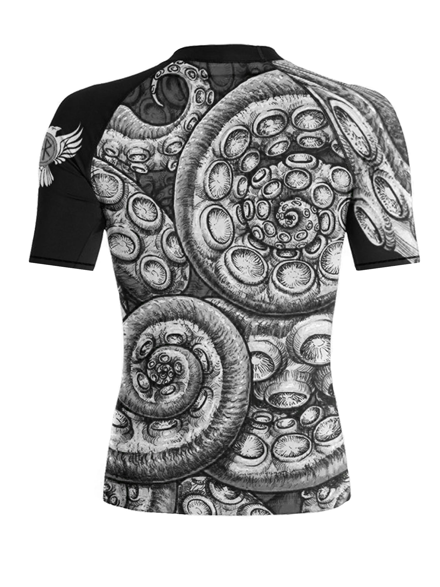 Raven Fightwear Women's Kraken Octopus BJJ Rash Guard Short Sleeve MMA Black/White