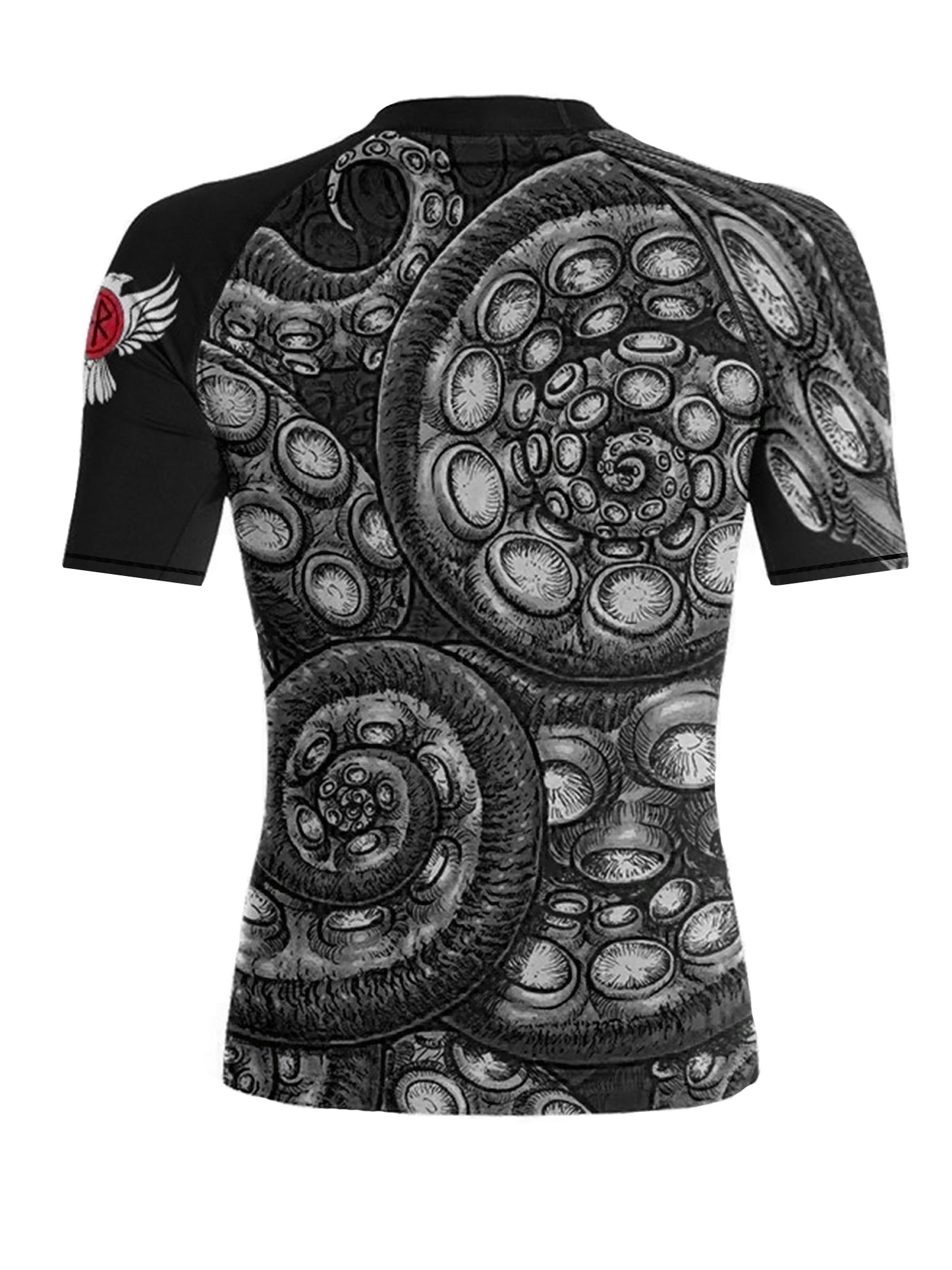 Raven Fightwear Women's Kraken Octopus BJJ Rash Guard Short Sleeve MMA Black/Black