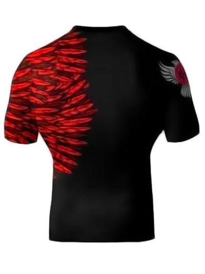 Raven Fightwear Men's Aerial Assault BJJ Rash Guard Short Sleeve MMA Black/Red
