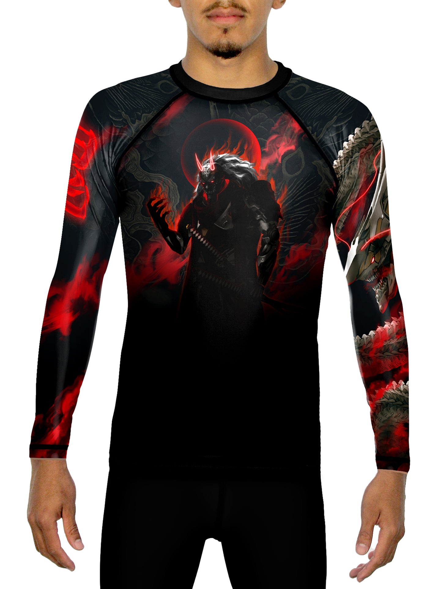 Raven Fightwear Men's Cybernetic Oni BJJ Rash Guard MMA Black