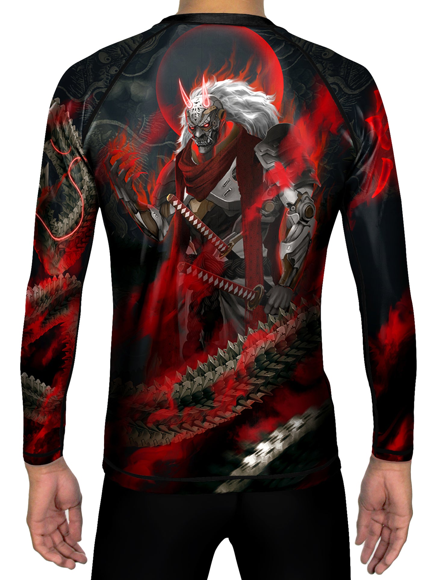 Raven Fightwear Men's Cybernetic Oni BJJ Rash Guard MMA Black