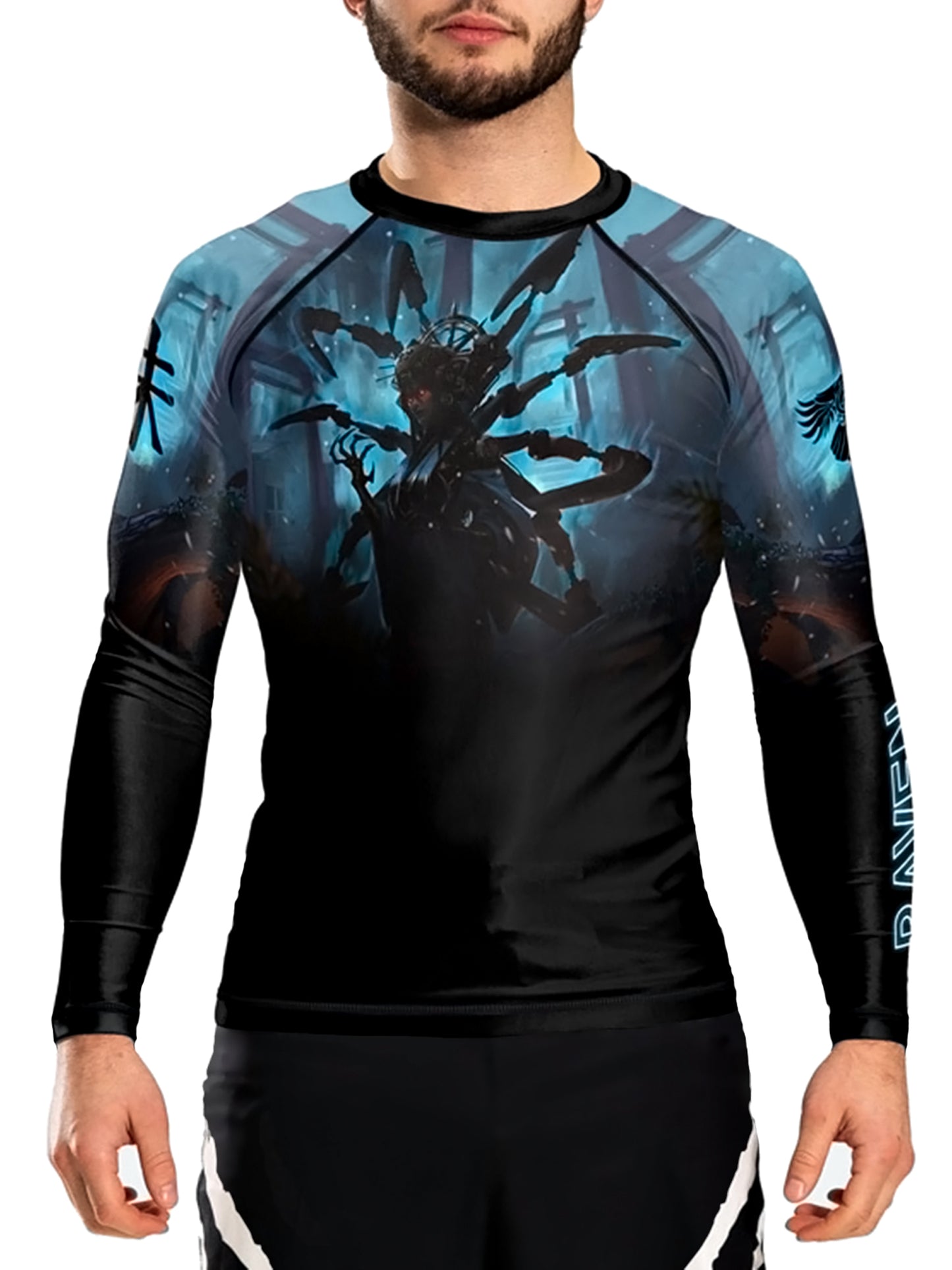 Raven Fightwear Men's Cybenetic Jorogumo BJJ Rash Guard MMA Black