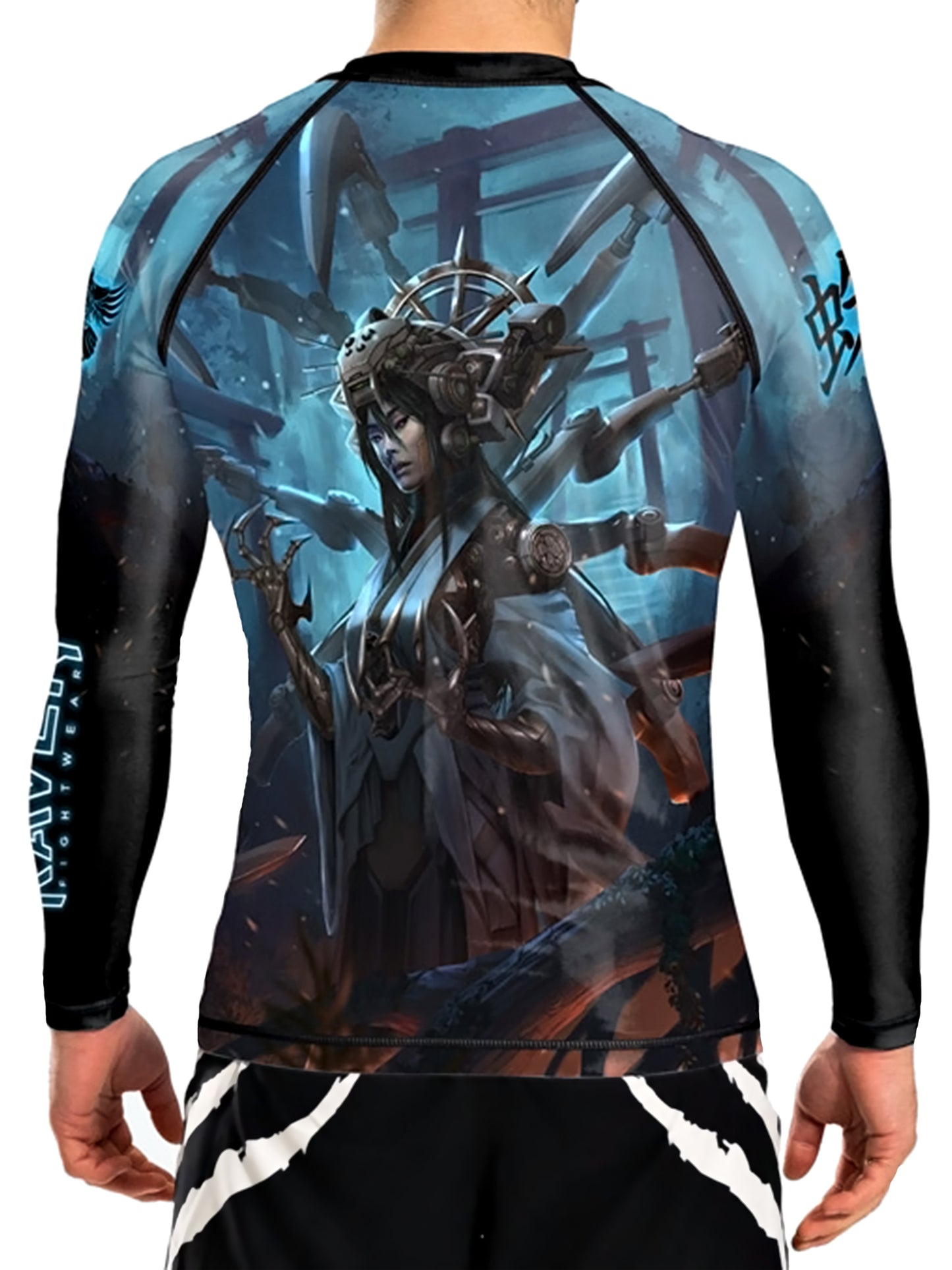 Raven Fightwear Men's Cybenetic Jorogumo BJJ Rash Guard MMA Black