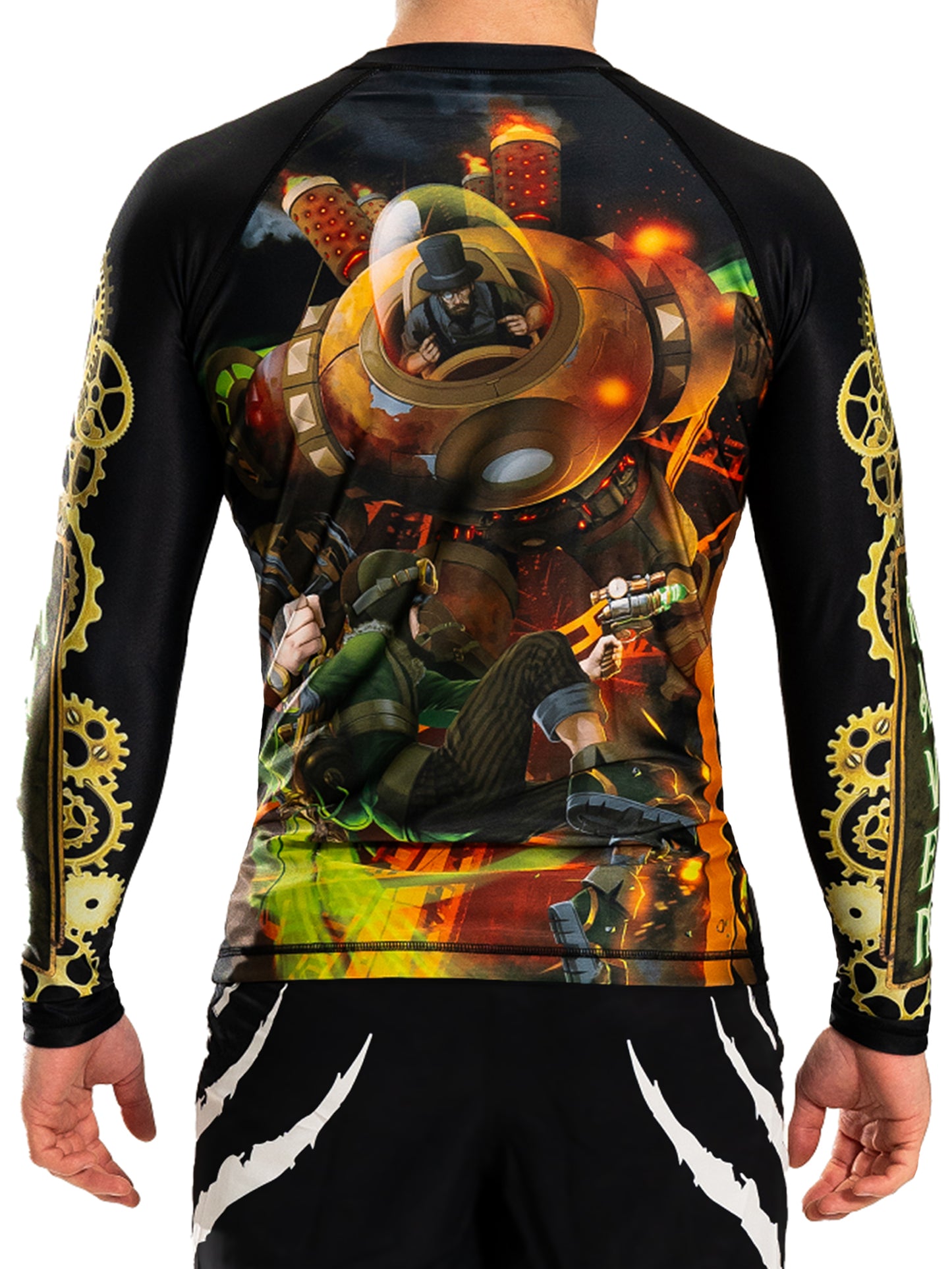 Raven Fightwear Men's Steampunk 2.0 BJJ Rash Guard MMA Black