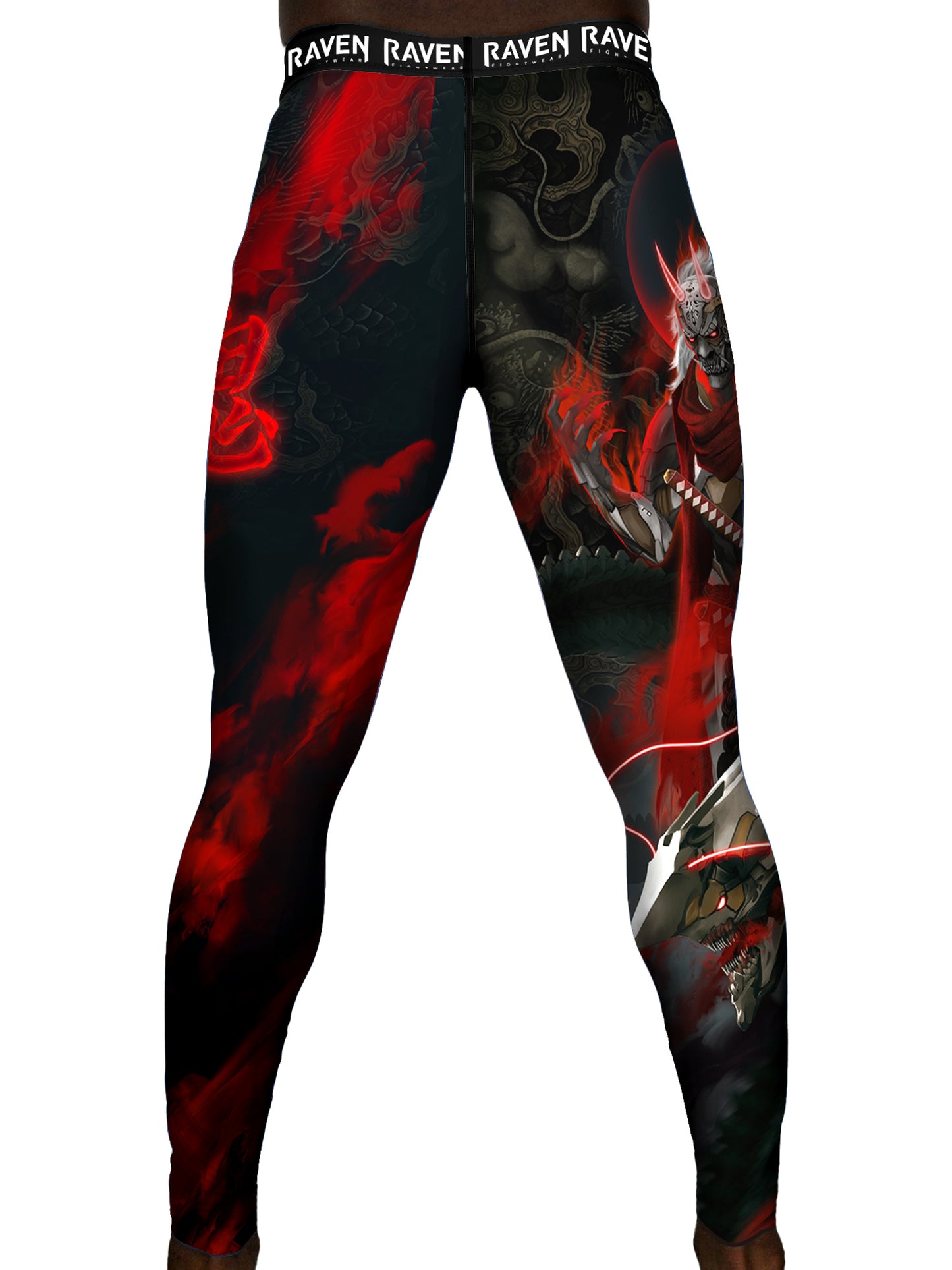 Raven Fightwear Men's Cybernetic Oni No Gi Jiu Jitsu Pants BJJ Spats Leggings MMA Black