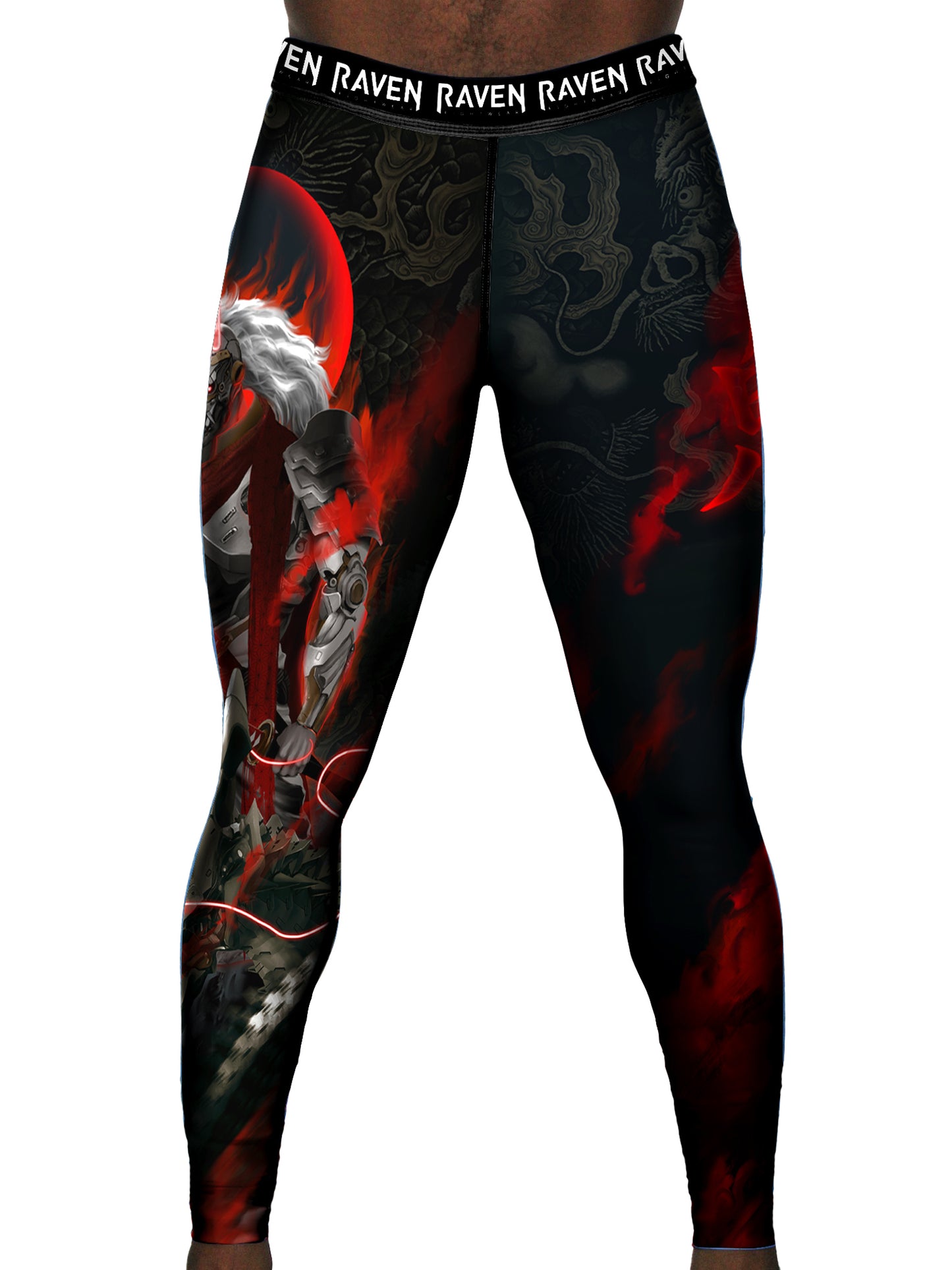 Raven Fightwear Men's Cybernetic Oni No Gi Jiu Jitsu Pants BJJ Spats Leggings MMA Black