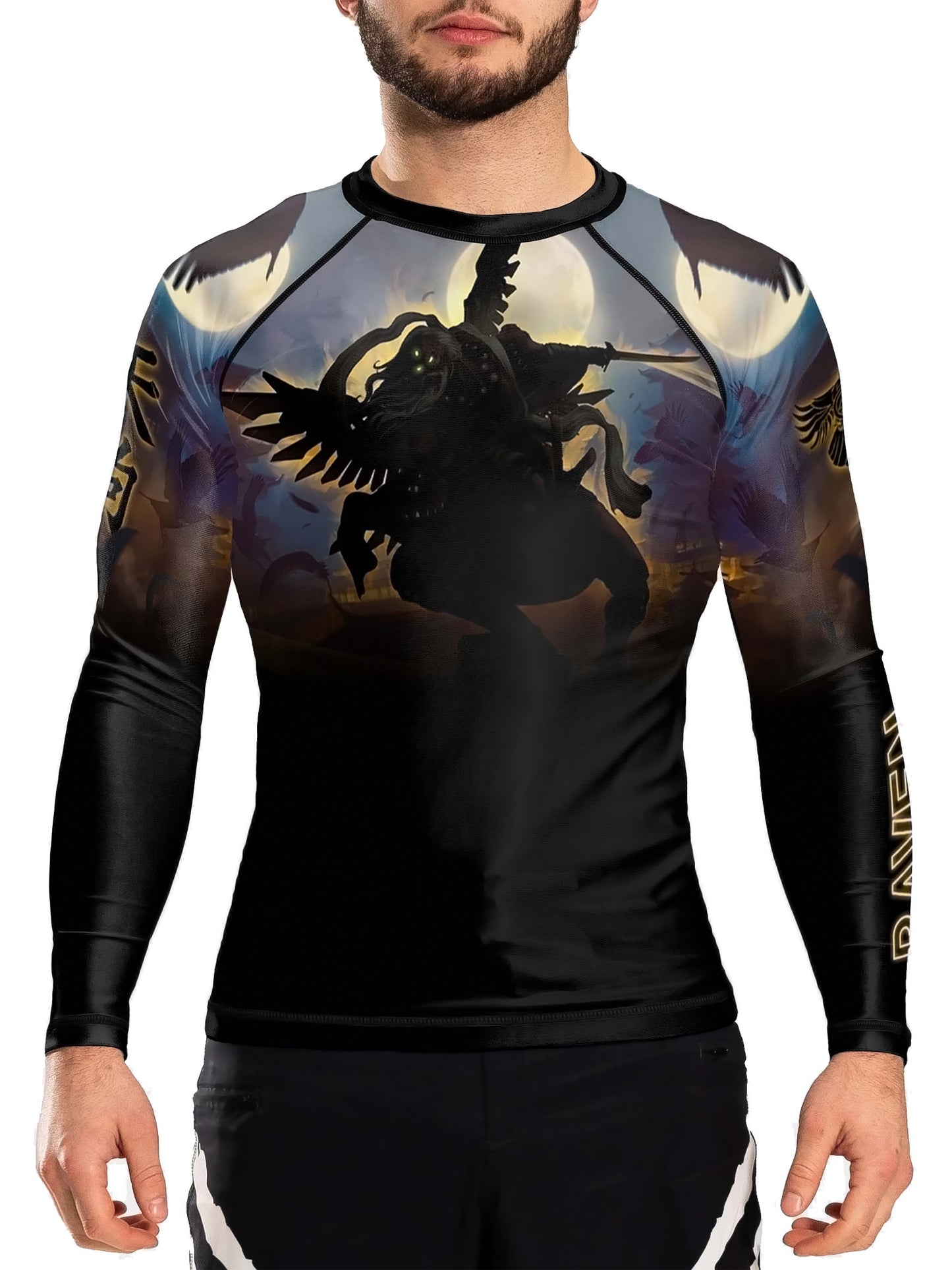 Raven Fightwear Men's Cybernetic Tengu BJJ Rash Guard MMA Black