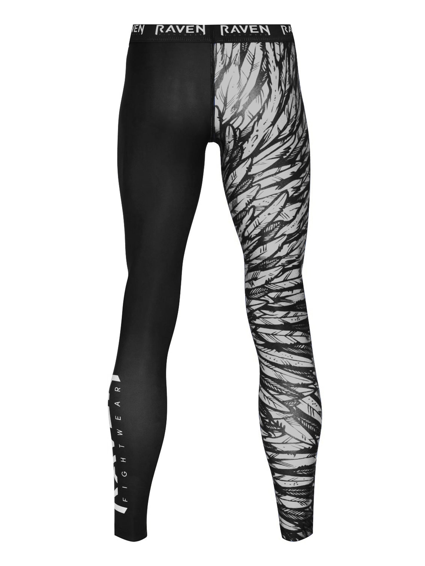 Raven Fightwear Men's Aerial Assault Feathers BJJ Spats MMA Black/White