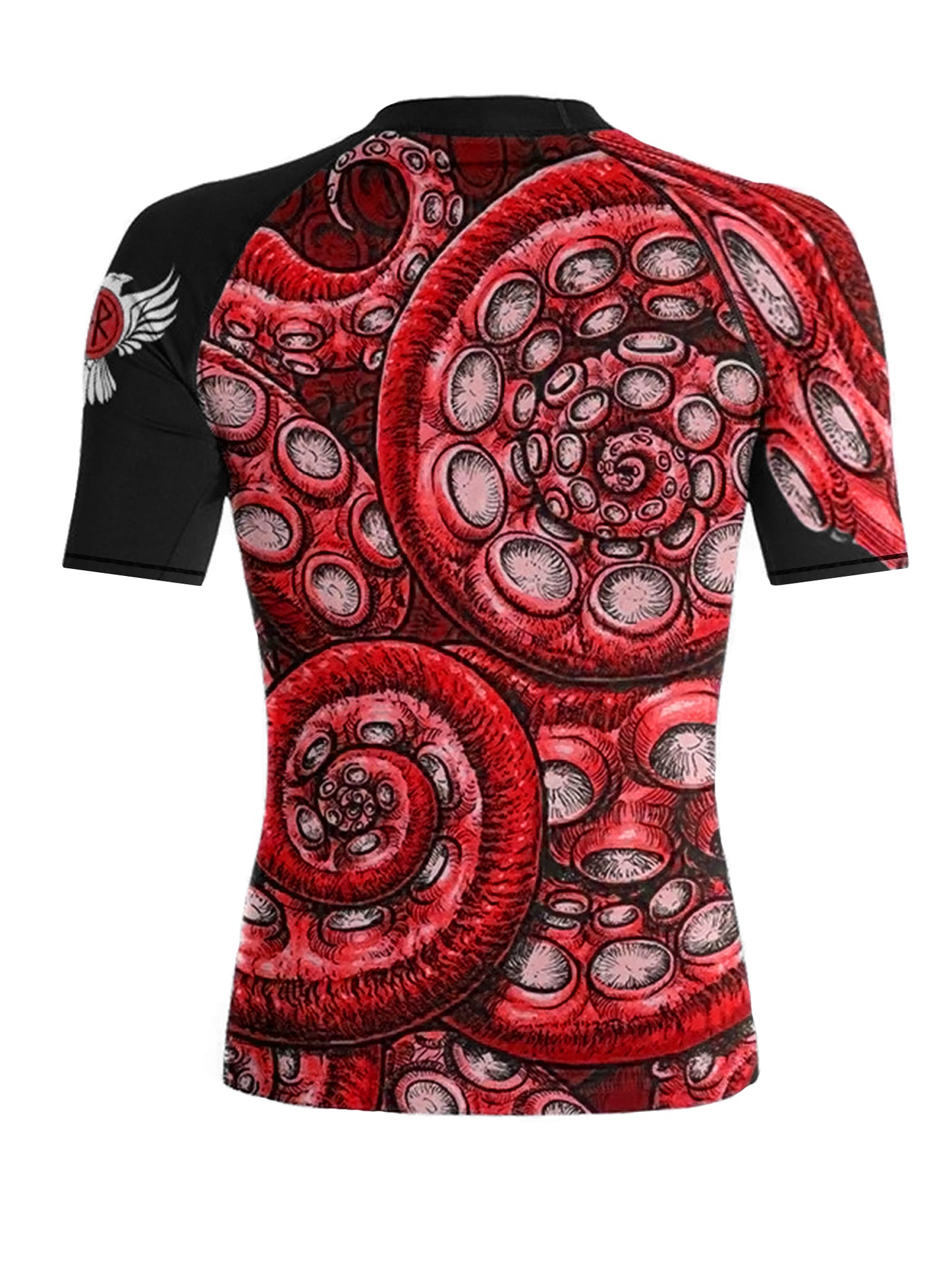 Raven Fightwear Women's Kraken Octopus BJJ Rash Guard Short Sleeve MMA Black/Red