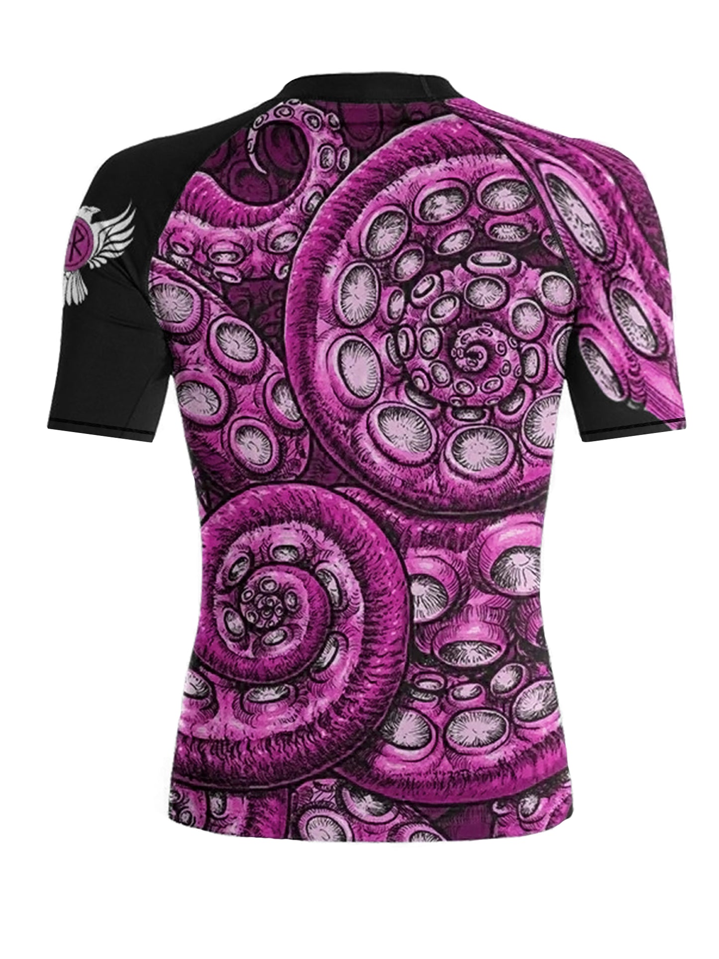 Raven Fightwear Women's Kraken Octopus BJJ Rash Guard Short Sleeve MMA Black/Pink