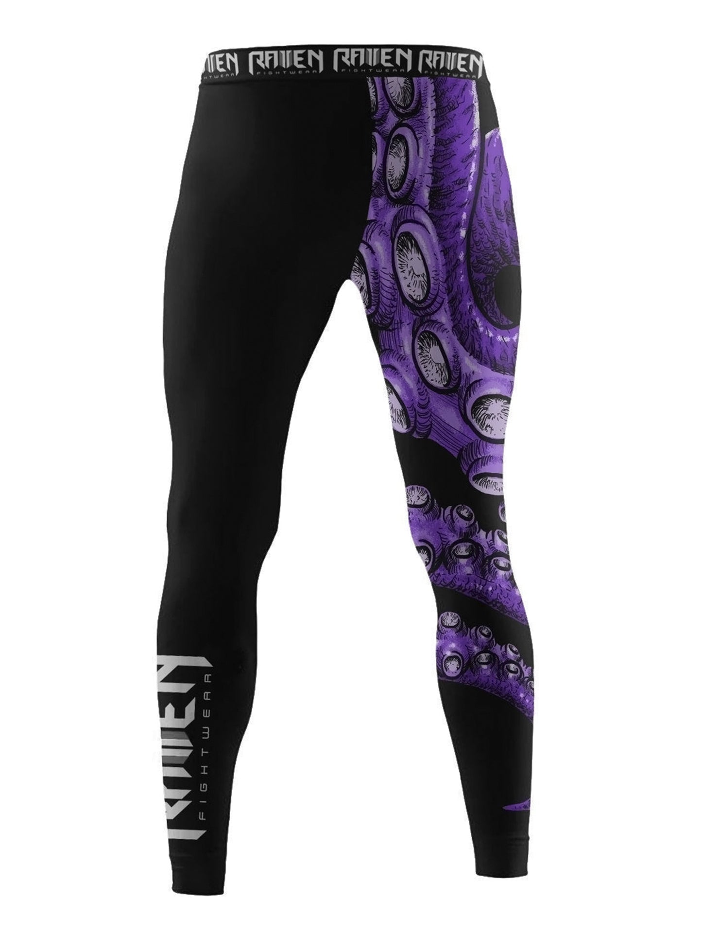 Raven Fightwear Men's Kraken Octopus Spats Tights BJJ MMA Black/Purple