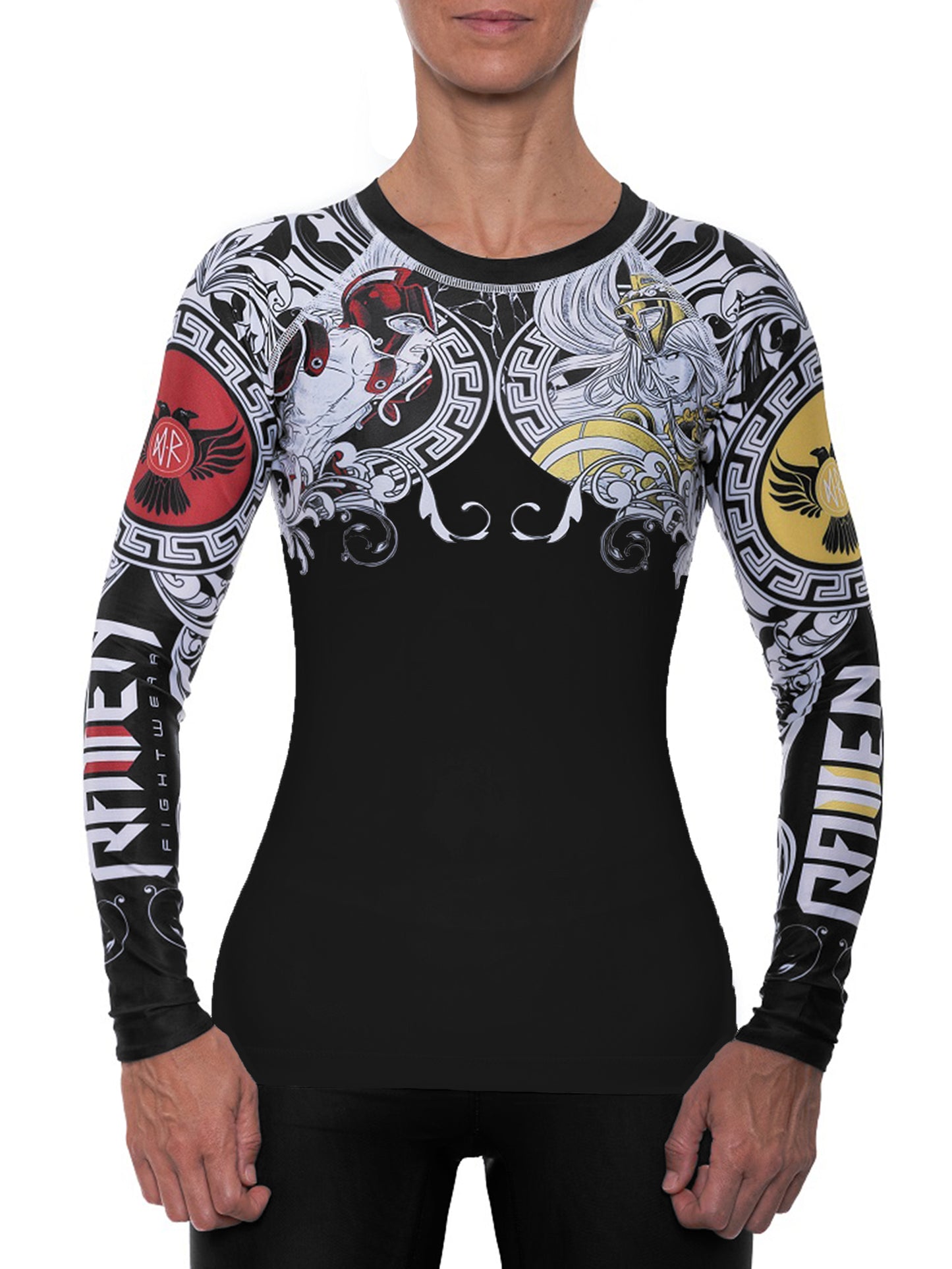 Raven Fightwear Women's Women's Battle of The Gods Athena and Ares BJJ Rash Guard MMA Black