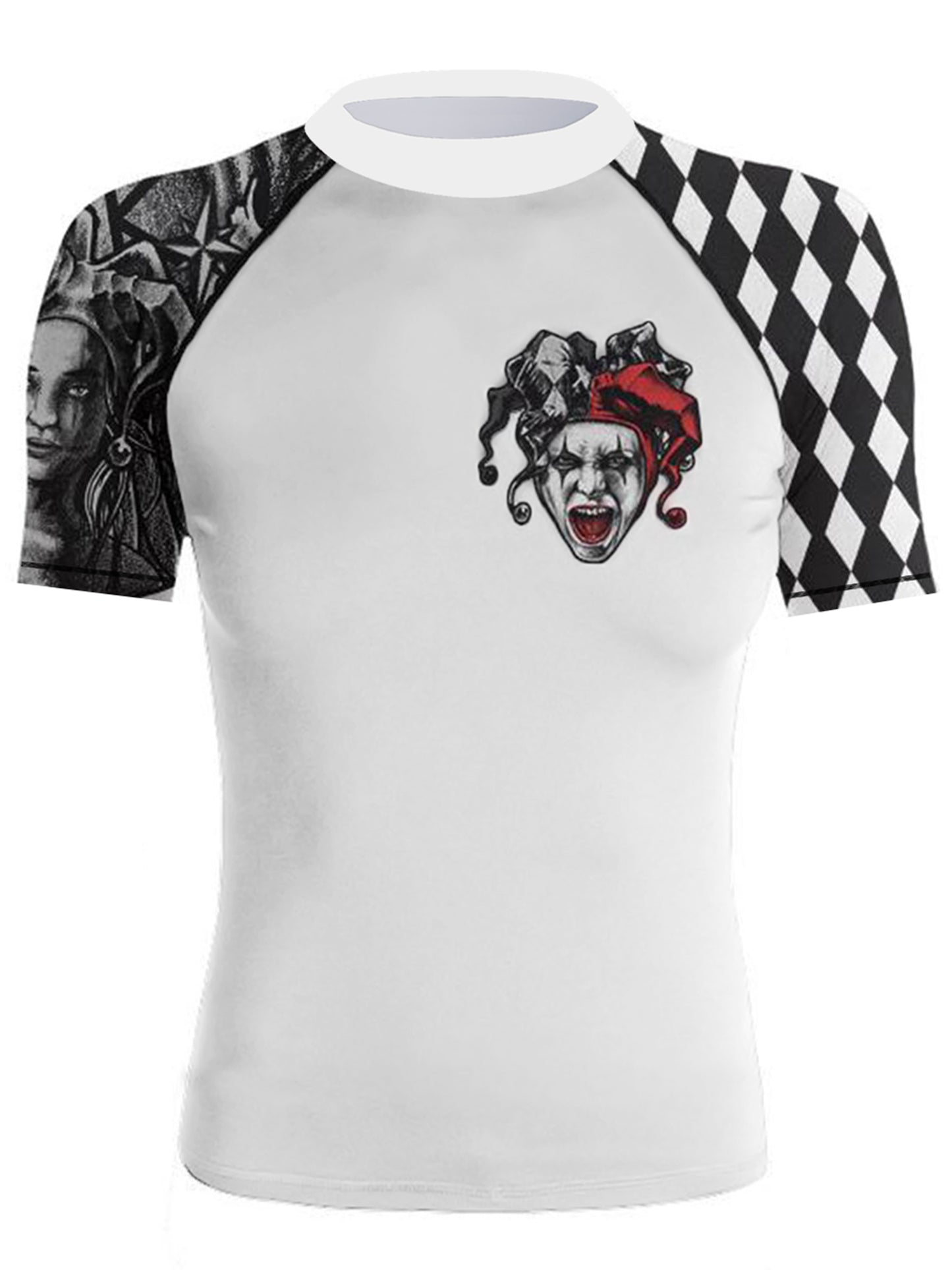 Raven Fightwear Women's The Harlequin Serenity BJJ Rash Guard Short Sleeve MMA White