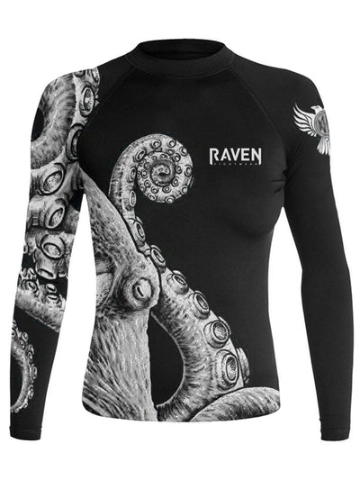 Raven Fightwear Women's Kraken Octopus Rash Guard MMA BJJ Black/White