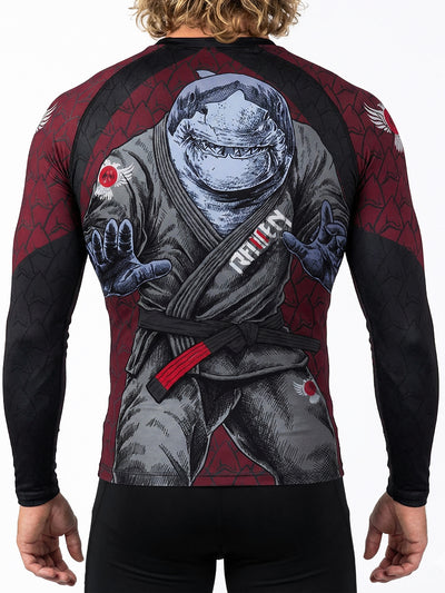 Raven Fightwear Men's Shark Attack MMA BJJ Long Sleeve Rash Guard