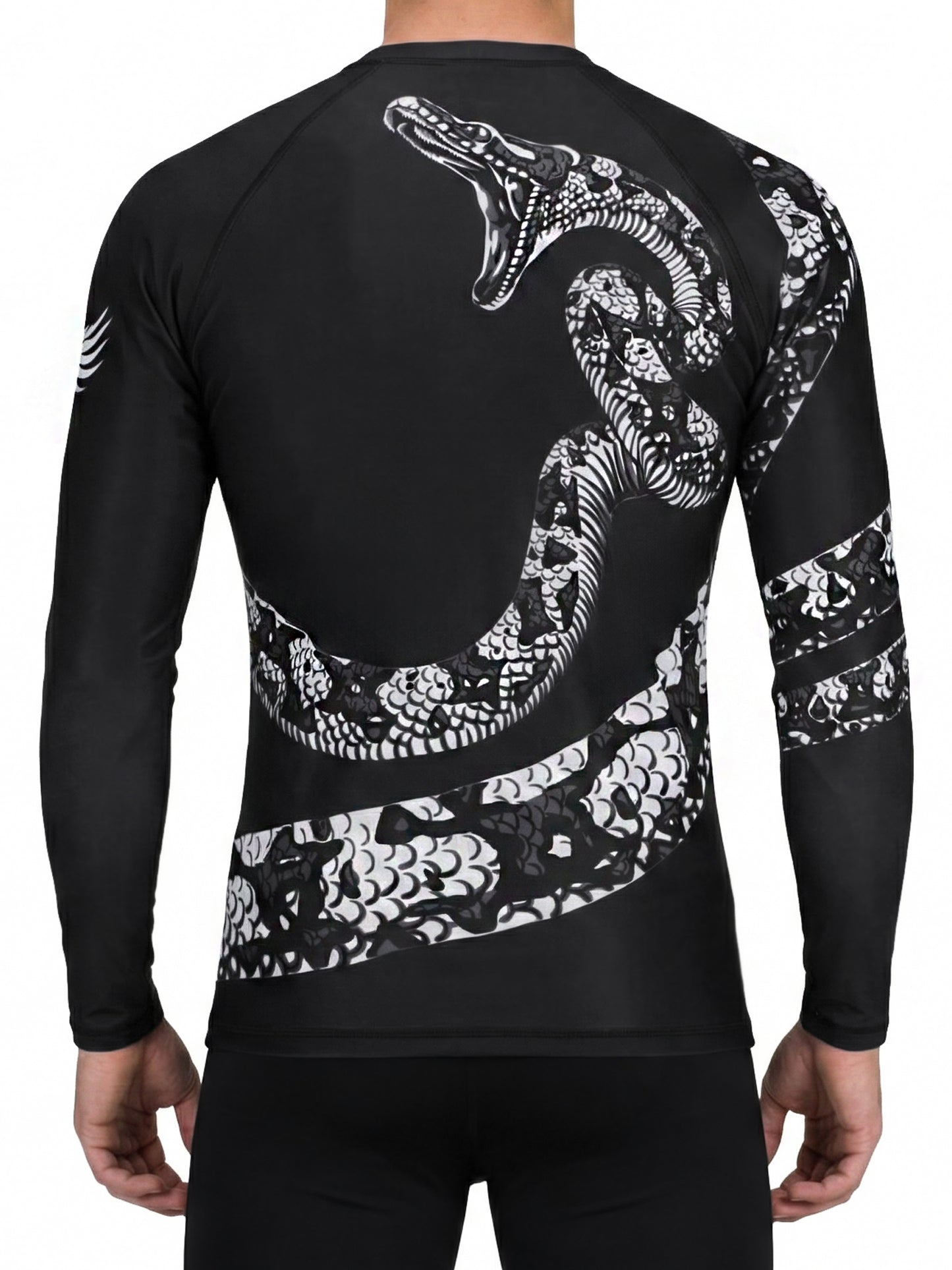 Raven Fightwear Men's Constrictor Snake IBJJF Approved MMA Rash Guard White