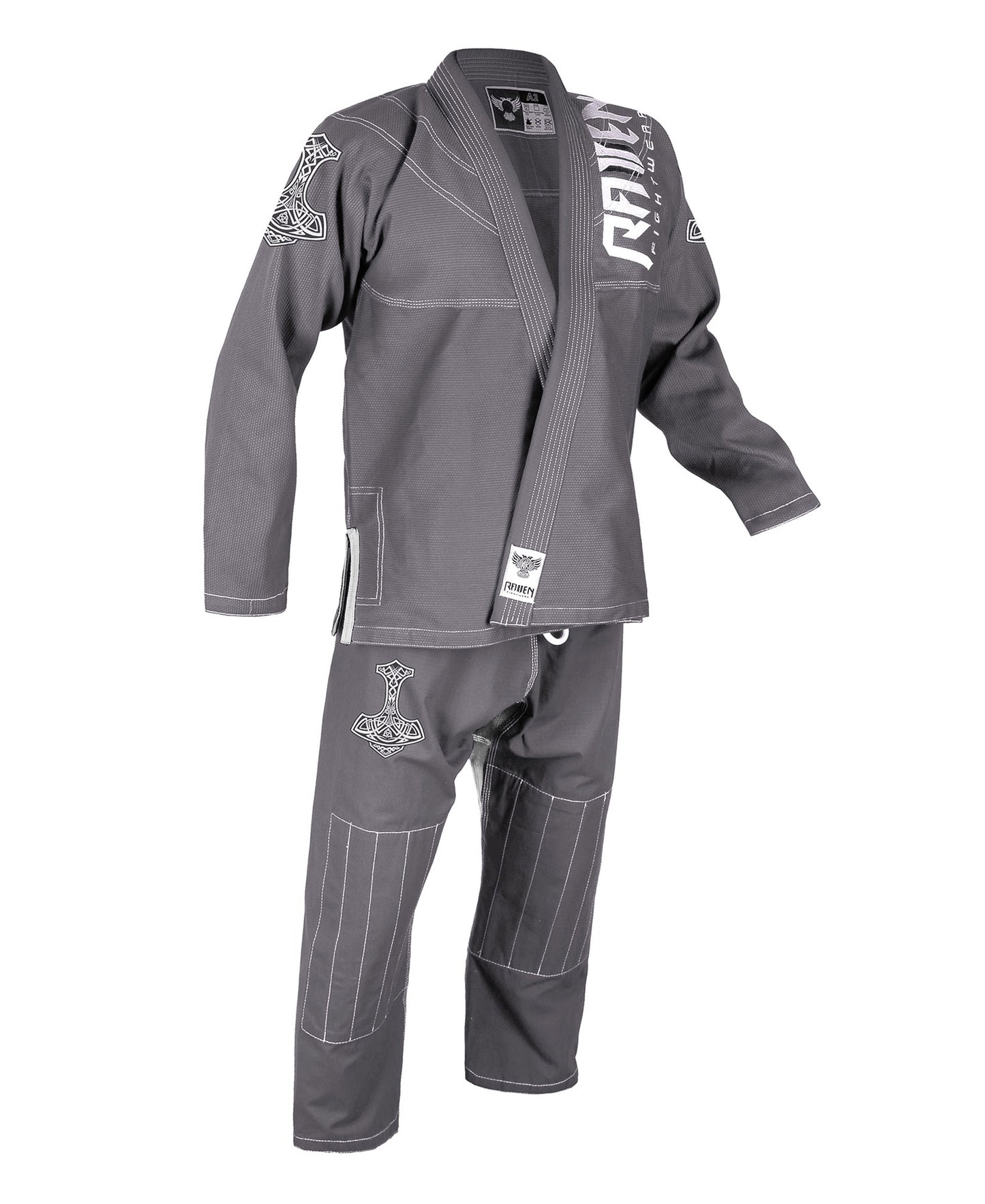 Raven Fightwear Men's Thor Nordic Brazilian Jiu Jitsu Uniform Premium BJJ Gi Grey