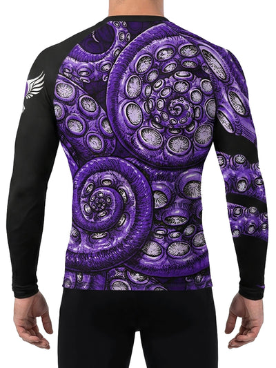 Raven Fightwear Men's Kraken Octopus IBJJF Approved Rash Guard Purple