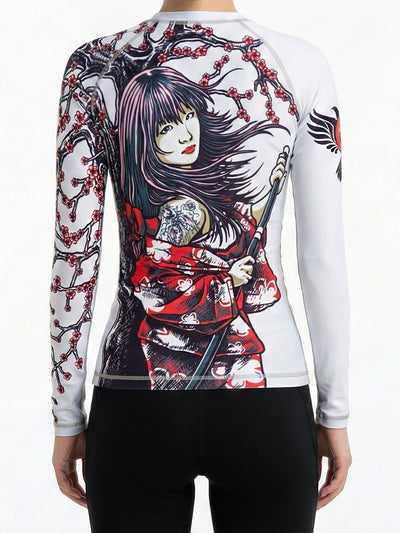 Raven Fightwear Women's Sakura Rash Guard MMA BJJ White