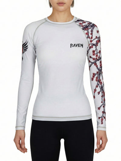 Raven Fightwear Women's Sakura Rash Guard MMA BJJ White