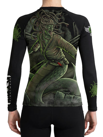 Raven Fightwear Women's Medusa Rash Guard MMA BJJ Black