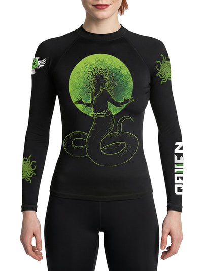Raven Fightwear Women's Medusa Rash Guard MMA BJJ Black
