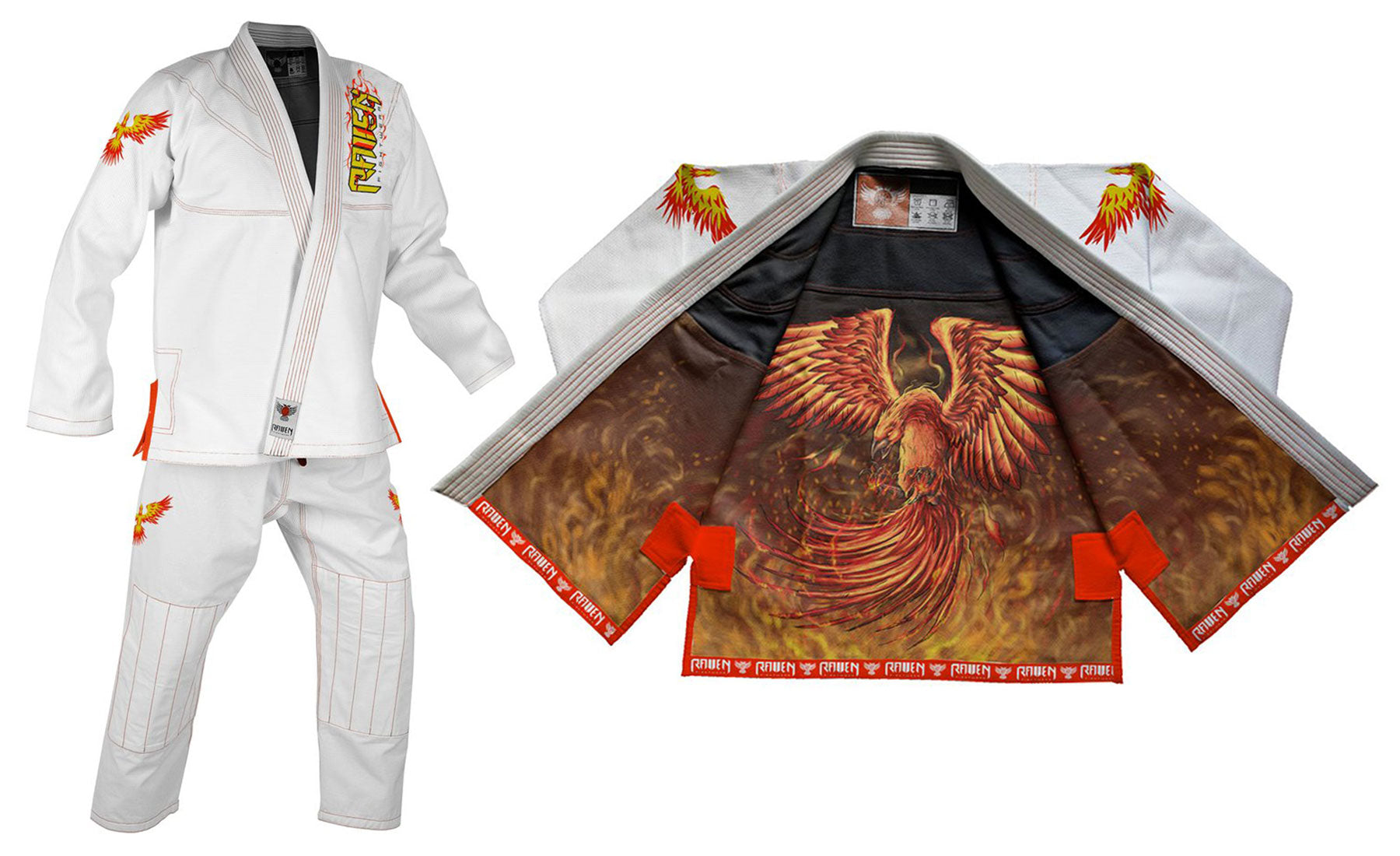 Raven Fightwear Men's The Phoenix Brazilian Jiu Jitsu Uniform Premium BJJ Gi White