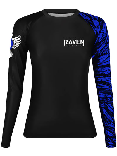 Raven Fightwear Women's Aerial Assault IBJJF Approved Rash Guard Blue