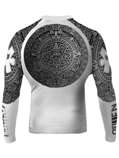 Raven Fightwear Men's Aztec Ranked Rash Guard MMA BJJ White