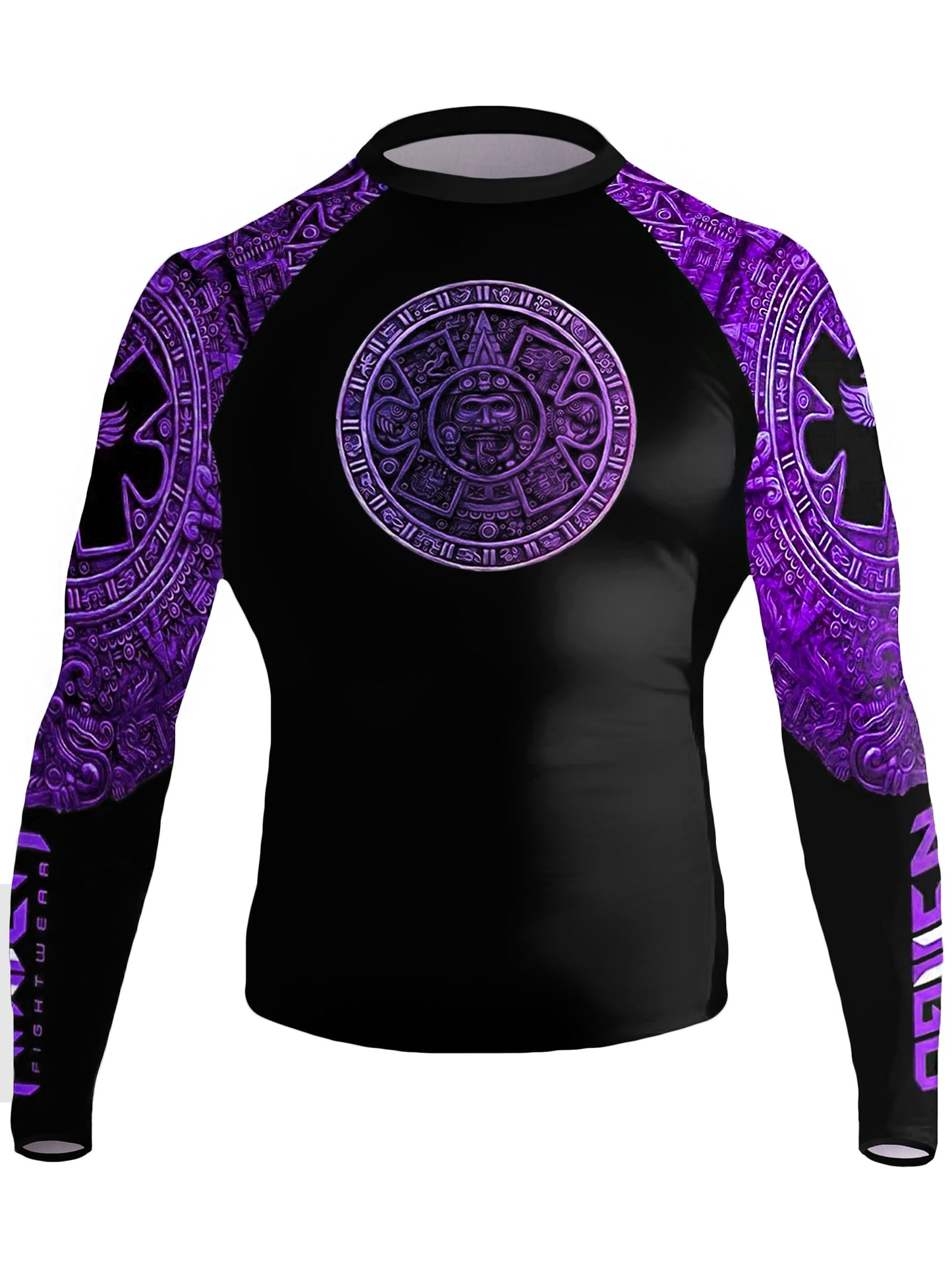 Raven Fightwear Men's Aztec Ranked Rash Guard MMA BJJ Purple