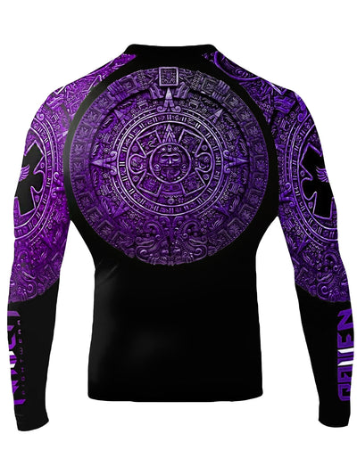 Raven Fightwear Men's Aztec Ranked Rash Guard MMA BJJ Purple