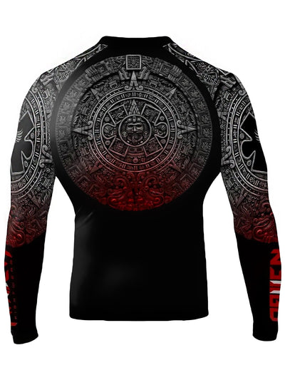 Raven Fightwear Men's Aztec Ranked Rash Guard MMA BJJ Black