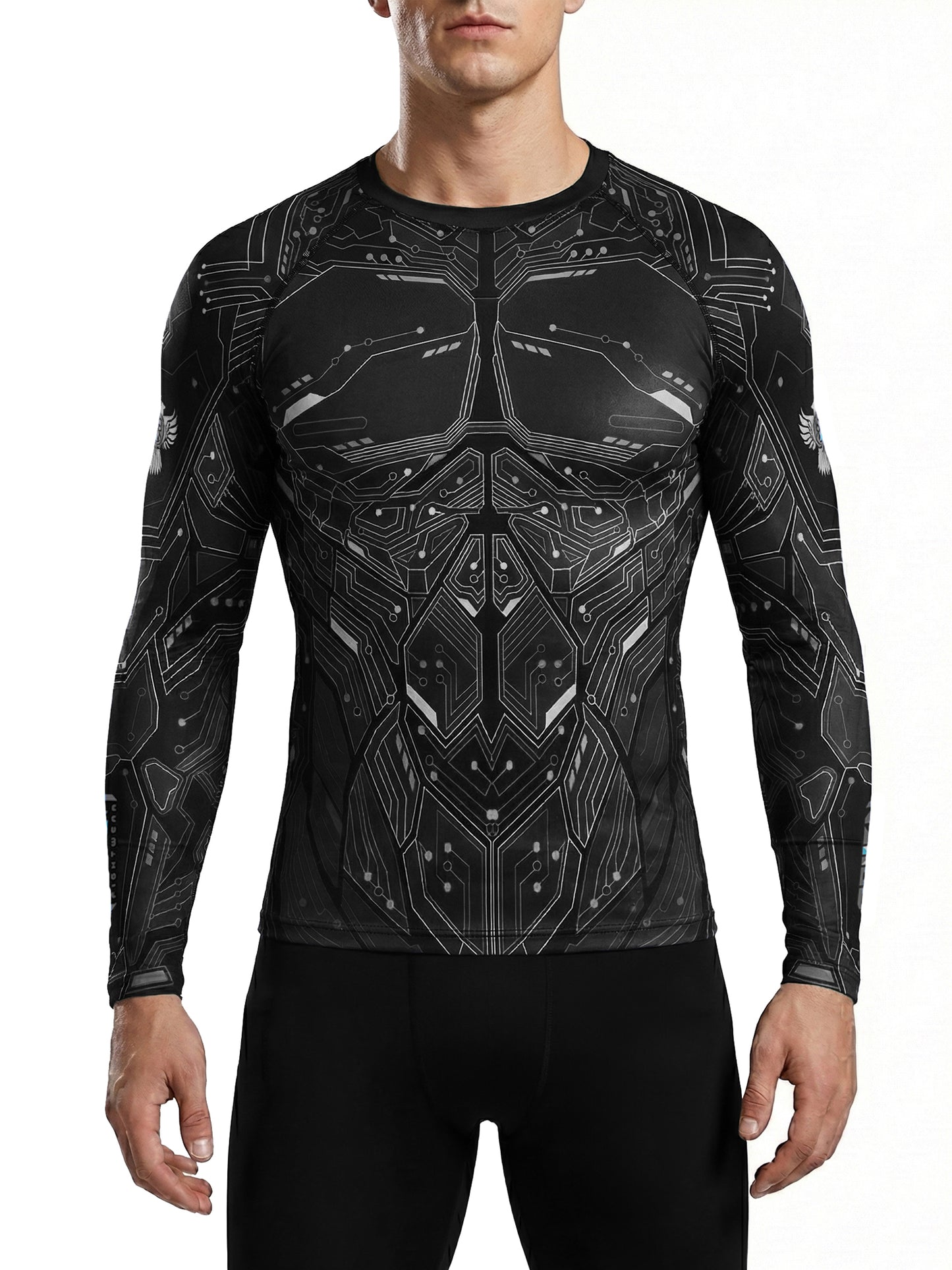 Raven Fightwear Men's Cybernetic Rash Guard MMA BJJ Black