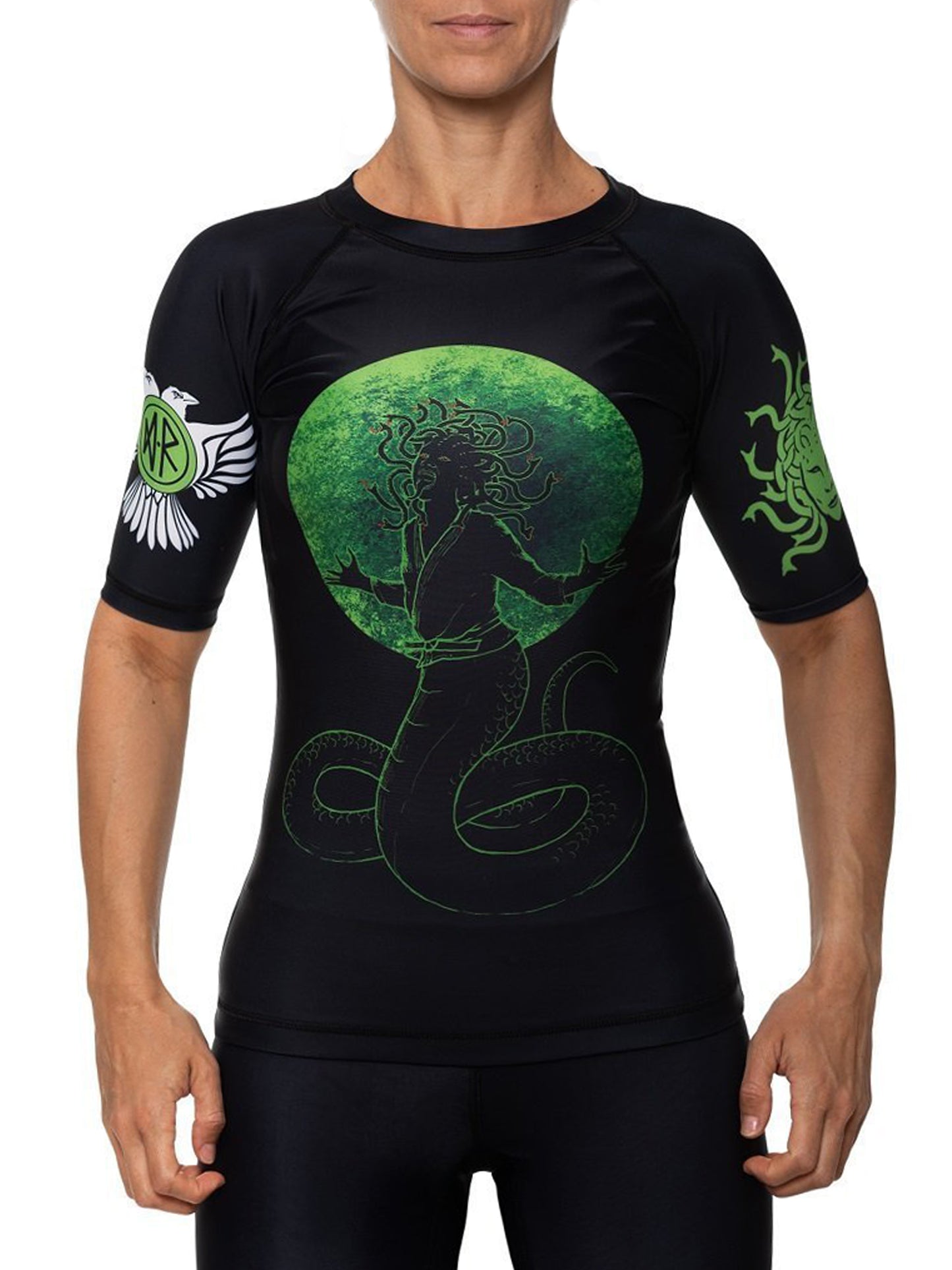 Raven Fightwear Women's Medusa MMA BJJ Short Sleeve Rash Guard Black