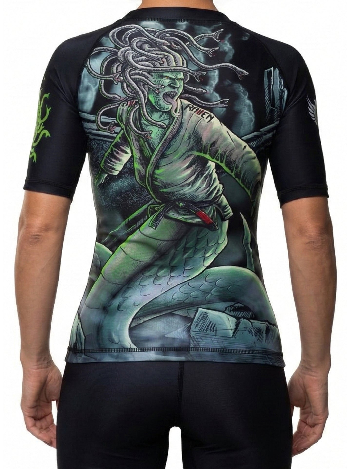 Raven Fightwear Women's Medusa MMA BJJ Short Sleeve Rash Guard Black