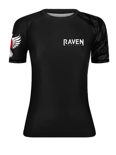 Raven Fightwear Women's Aerial Assault MMA BJJ Short Sleeve Rash Guard Black/Black