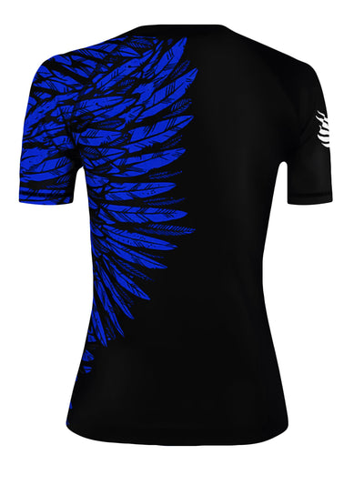 Raven Fightwear Women's Aerial Assault MMA BJJ Short Sleeve Rash Guard Black/Blue