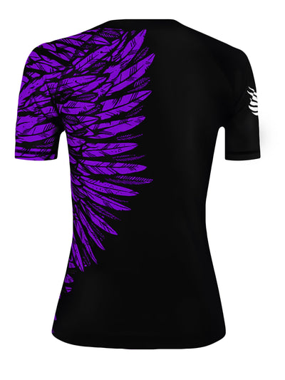 Raven Fightwear Women's Aerial Assault MMA BJJ Short Sleeve Rash Guard Black/Purple