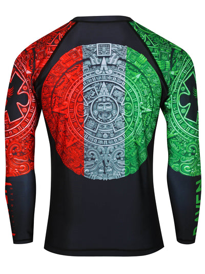Raven Fightwear Men's Aztec BJJ Rash Guard MMA Red/White/Green