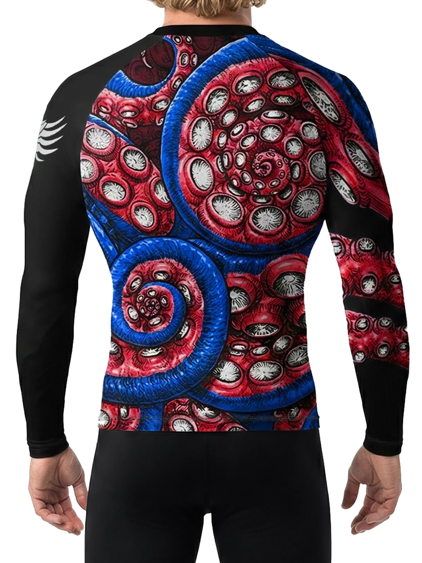 Raven Fightwear Men's Kraken Octopus BJJ Rash Guard MMA Red/White/Blue
