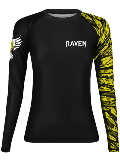 Raven Fightwear Women's Aerial Assault BJJ Rash Guard MMA Black/Yellow