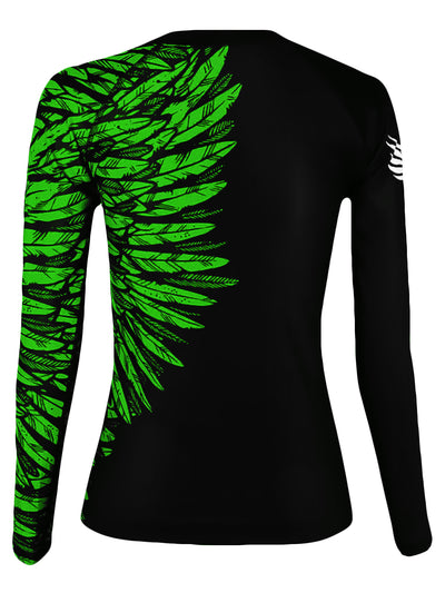 Raven Fightwear Women's Aerial Assault BJJ Rash Guard MMA Black/Green