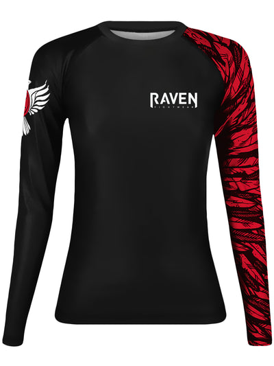 Raven Fightwear Women's Aerial Assault BJJ Rash Guard MMA Black/Red