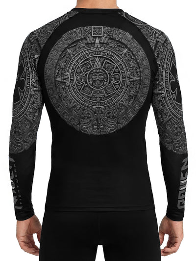 Raven Fightwear Men's Aztec Ranked BJJ Jiu Jitsu Rash Guard MMA Black/Grey