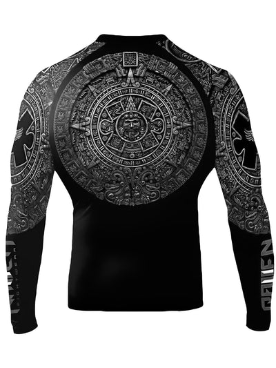 Raven Fightwear Men's Aztec Ranked BJJ Jiu Jitsu Rash Guard MMA Black/Grey