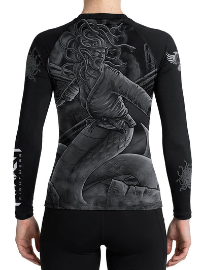 Raven Fightwear Women's BJJ Horror Medusa Rash Guard MMA Black Edition