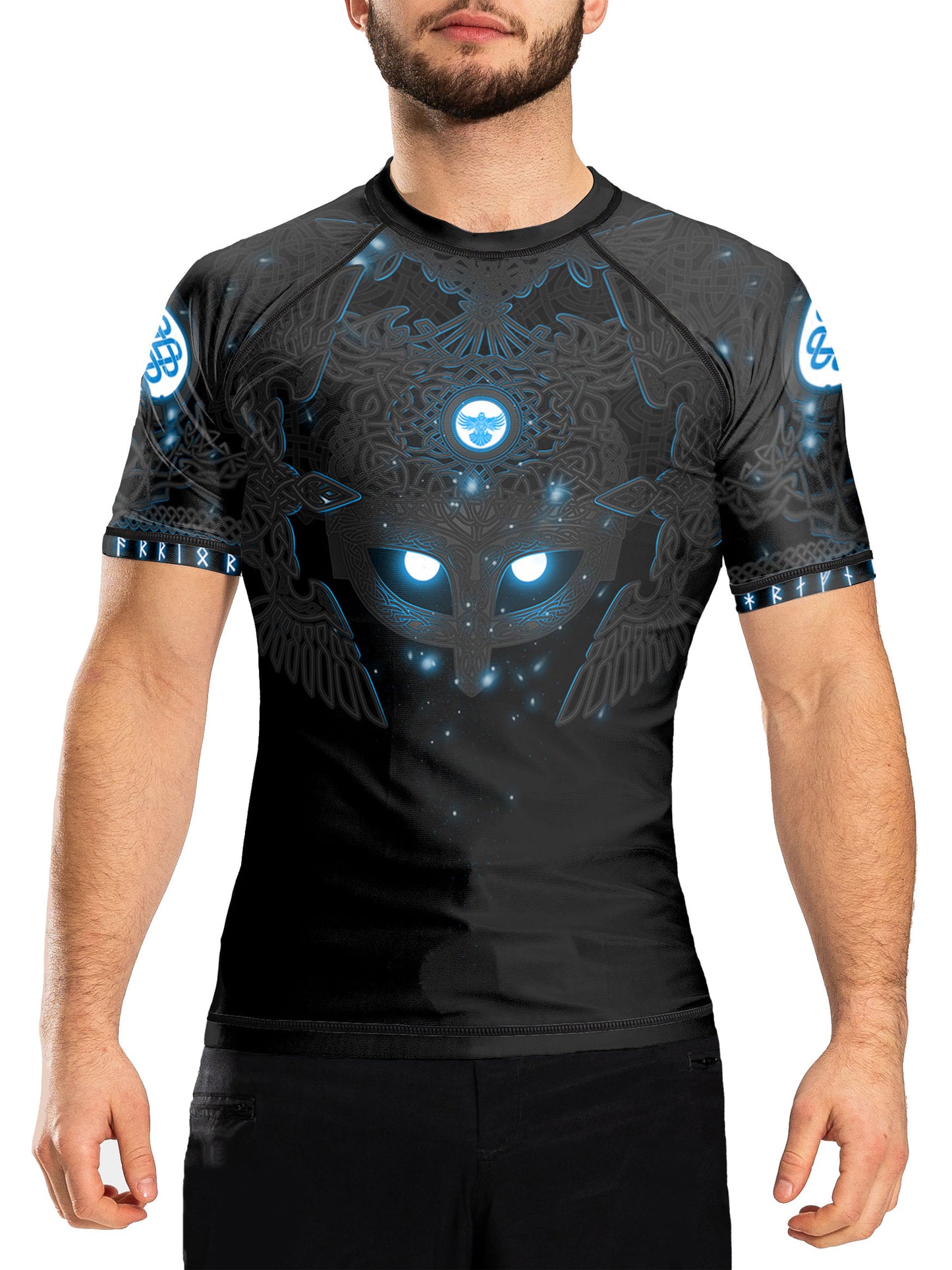 Raven Fightwear Men's Nordic 3.0 BJJ Rash Guard Short Sleeve MMA Black/Blue