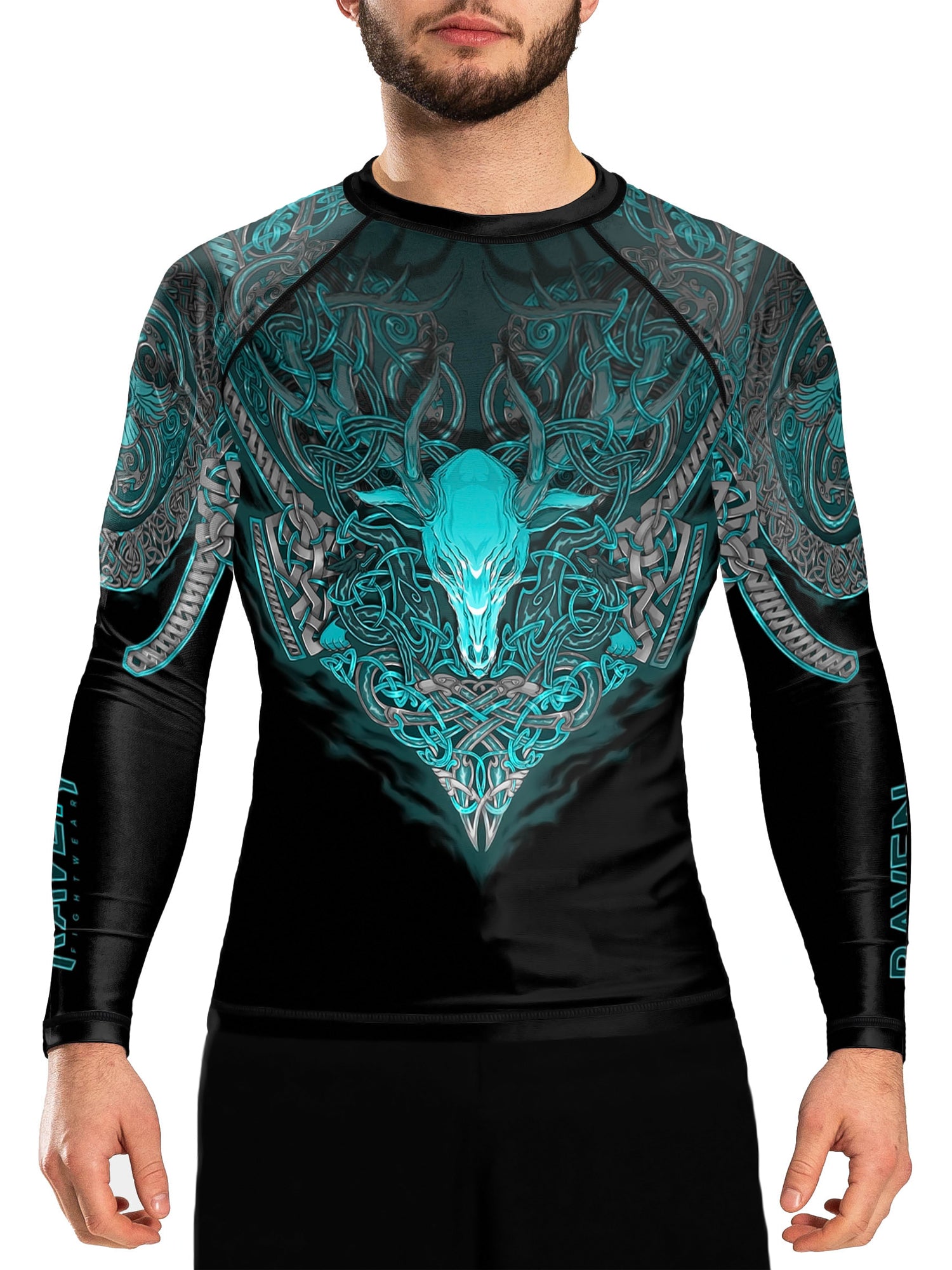 Raven Fightwear Men's Celtic Rash Guard BJJ MMA Black/Blue